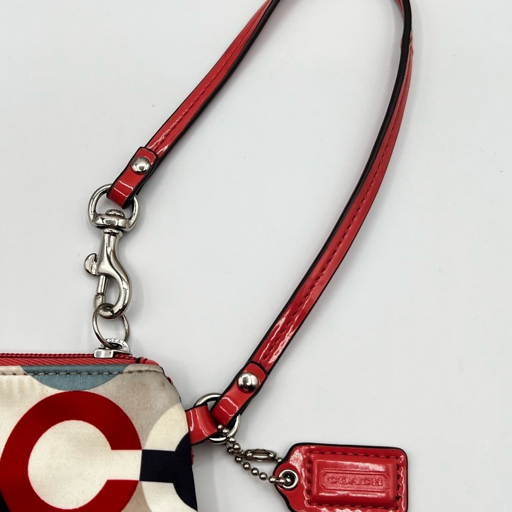 Coach Pop Art Multicolored Signature Circle Print Wristlet - Red Trim - Picture 9 of 15